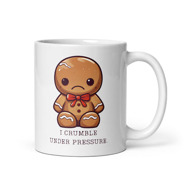 Crumble with Pressure: Sad Gingerbread White Mug